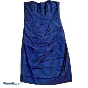 Kristali Couture Women's Sheath Cocktail Dress Blue Sleeveless 100% Silk Sz XS/S